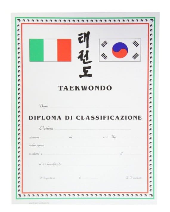 DIPLOMA TAEKWONDO CLASSIFICAZIONE