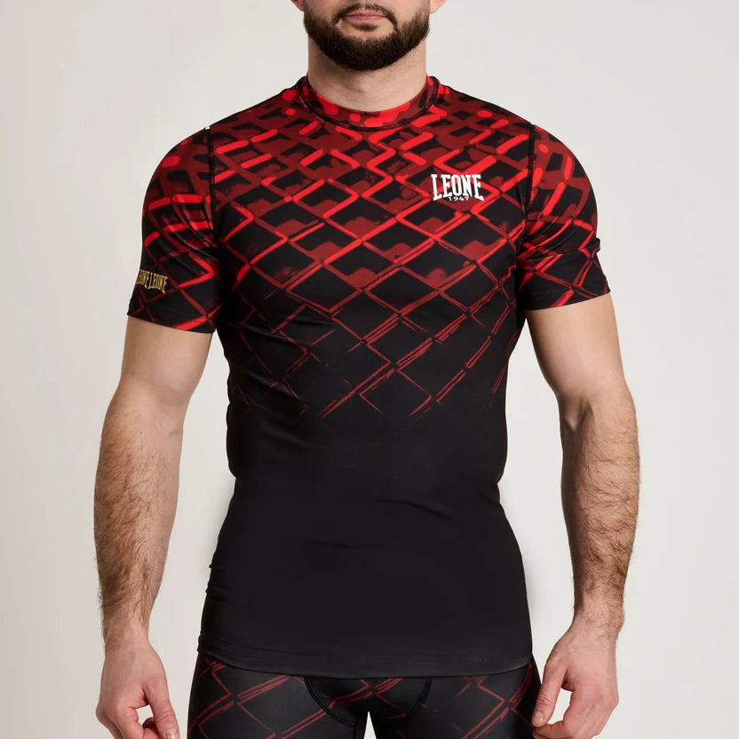 RASHGUARD MANICHE CORTE UOMO MMA CAGE LEONE