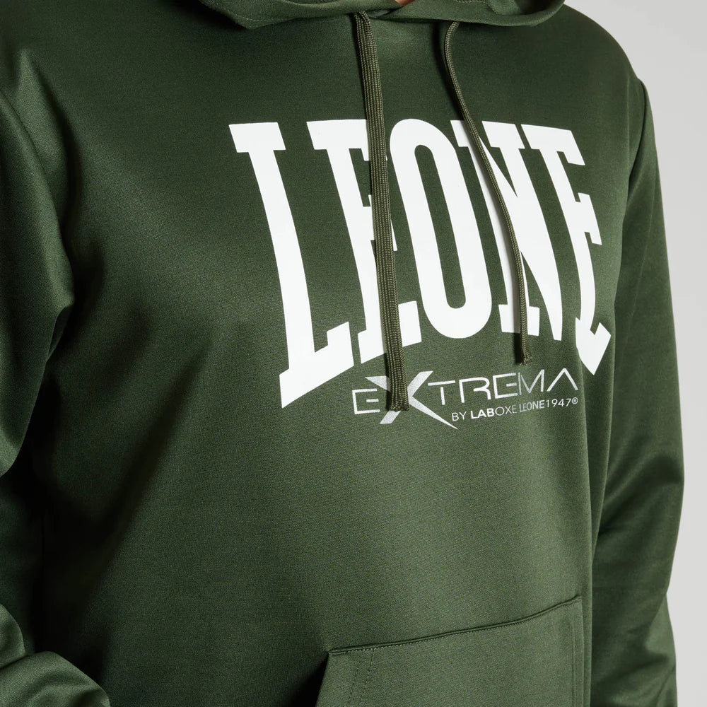 FELPA CON CAPPUCCIO LOGO LEONE - VERDE