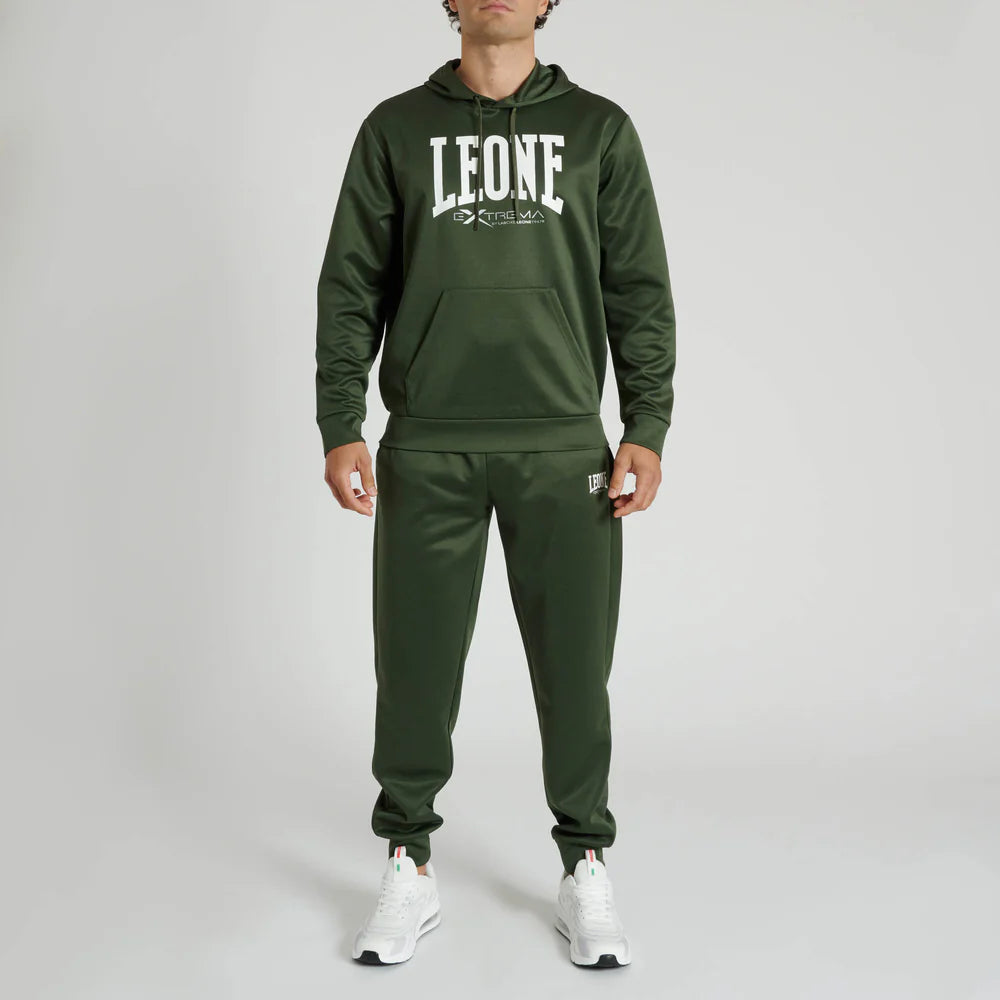 FELPA CON CAPPUCCIO LOGO LEONE - VERDE