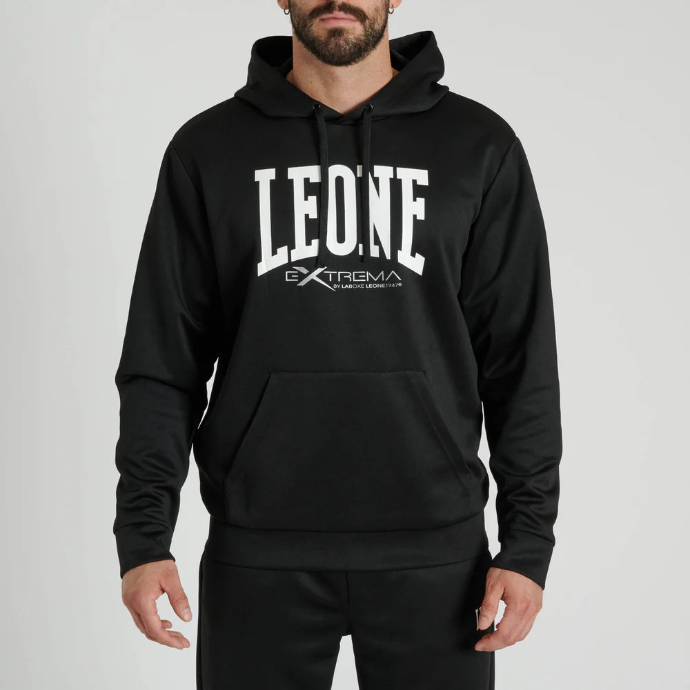 FELPA CON CAPPUCCIO LOGO LEONE - NERO