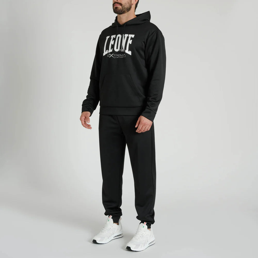 FELPA CON CAPPUCCIO LOGO LEONE - NERO