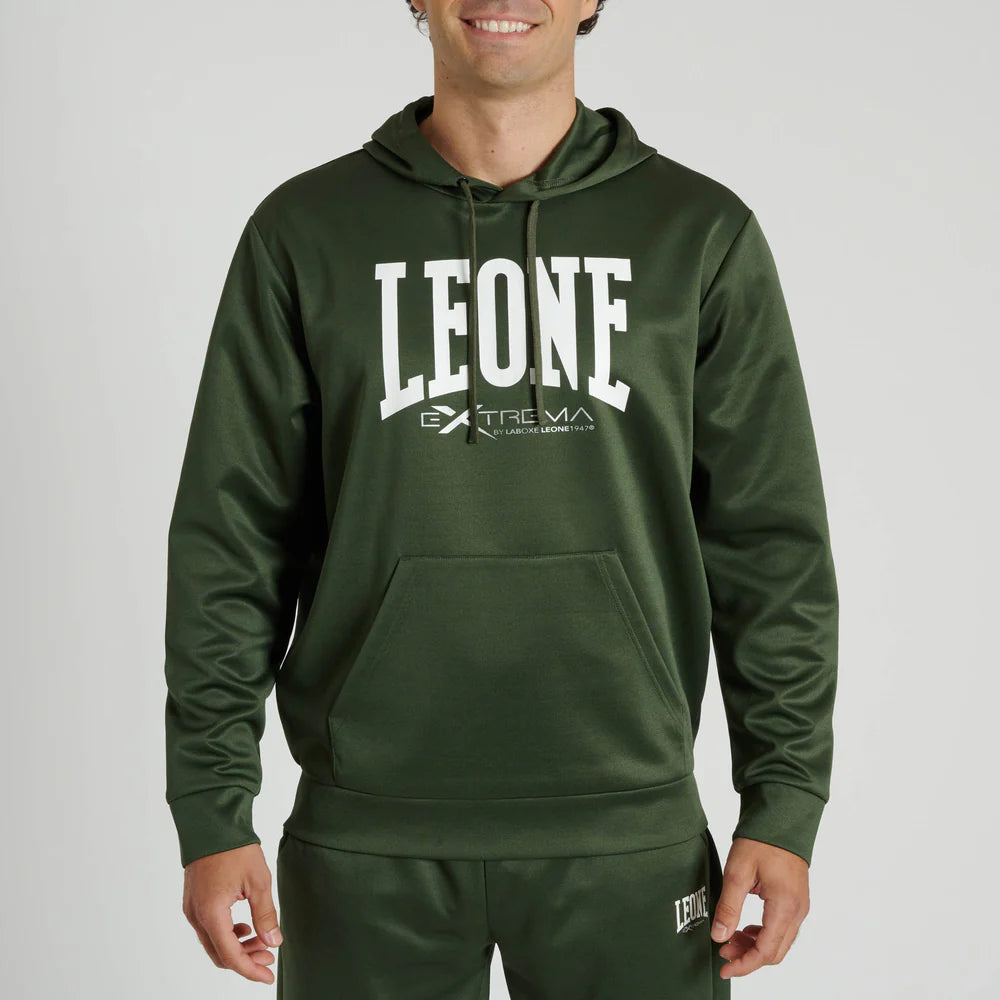 FELPA CON CAPPUCCIO LOGO LEONE - VERDE