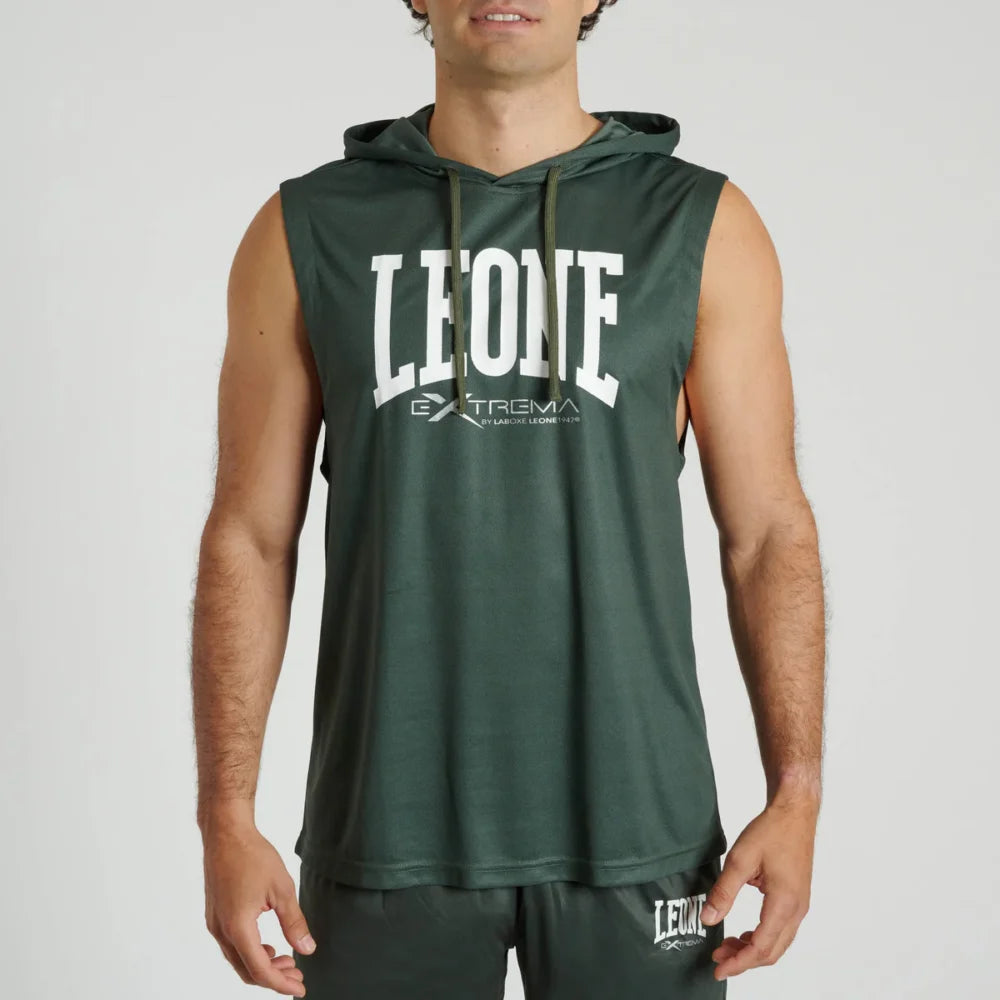 SMANICATO CON CAPPUCCIO LOGO LEONE - VERDE