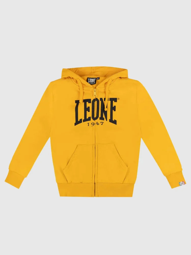 FELPA LEONE CON ZIP E CAPPUCCIO LOGO GRANDE