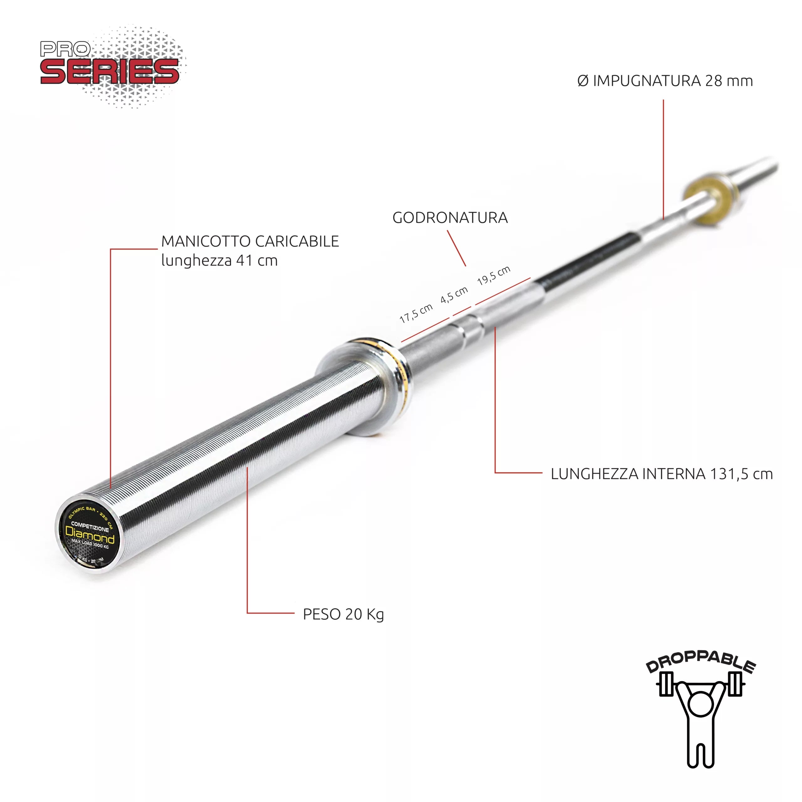 BILANCIERE OLIMPICO COMPETIZIONE – 220 CM DIAMOND