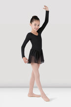 BODY DA BAMBINA A MANICA LUNGA CON GONNELLINO APPLICATO BLOCH MOD. PETAL - DANZA