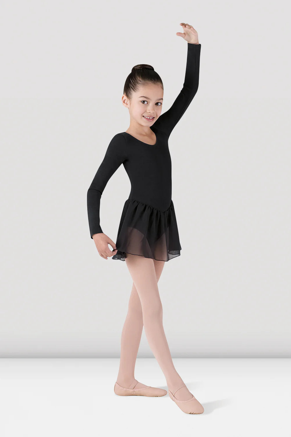 BODY DA BAMBINA A MANICA LUNGA CON GONNELLINO APPLICATO BLOCH MOD. PETAL - DANZA