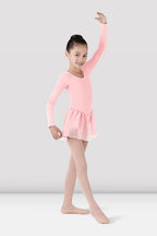 BODY DA BAMBINA A MANICA LUNGA CON GONNELLINO APPLICATO BLOCH MOD. PETAL - DANZA