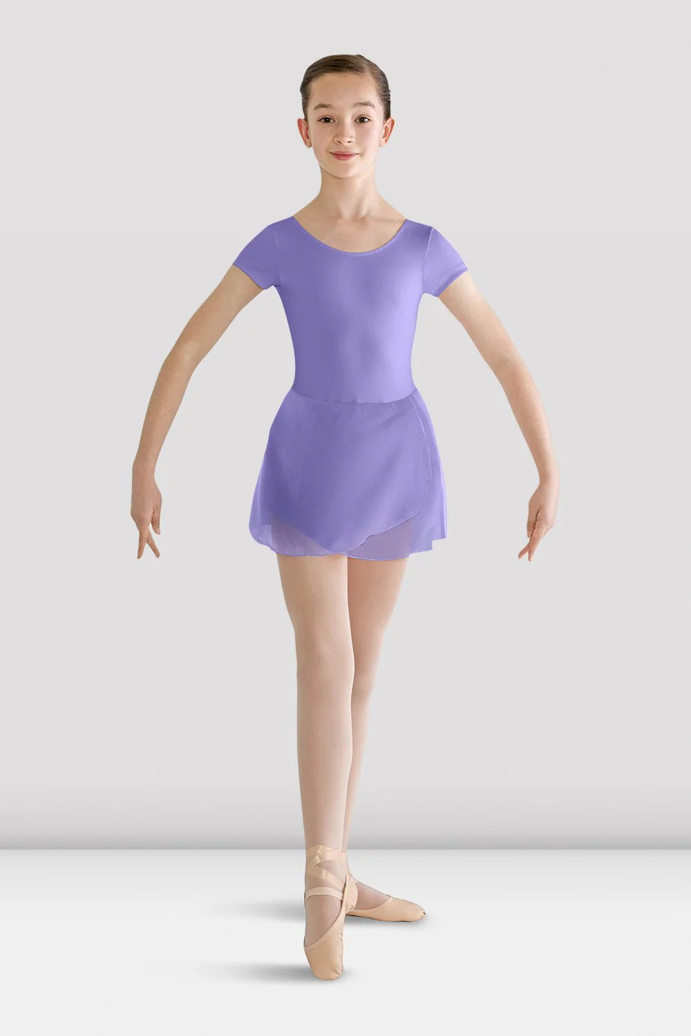 BODY DA BAMBINA A MANICA CORTA CON GONNELLINO APPLICATO BLOCH MOD. PRISHA - DANZA