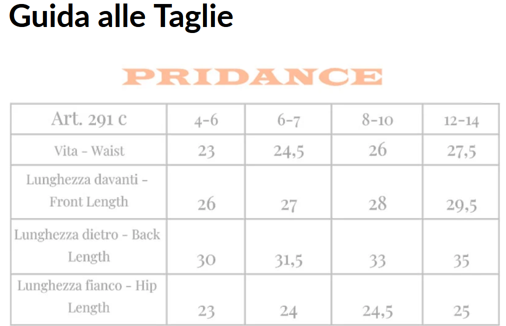Tabella Taglie
