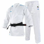 KARATEGI ADIDAS ADILIGHT PRIMEGREEN CON STRISCE BLU WKF - KARATE