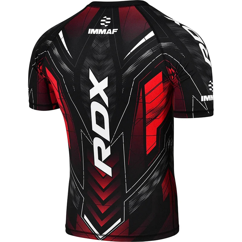 RASHGUARD RDX IMMAF APPROVATA MANICA CORTA A COMPRESSIONE