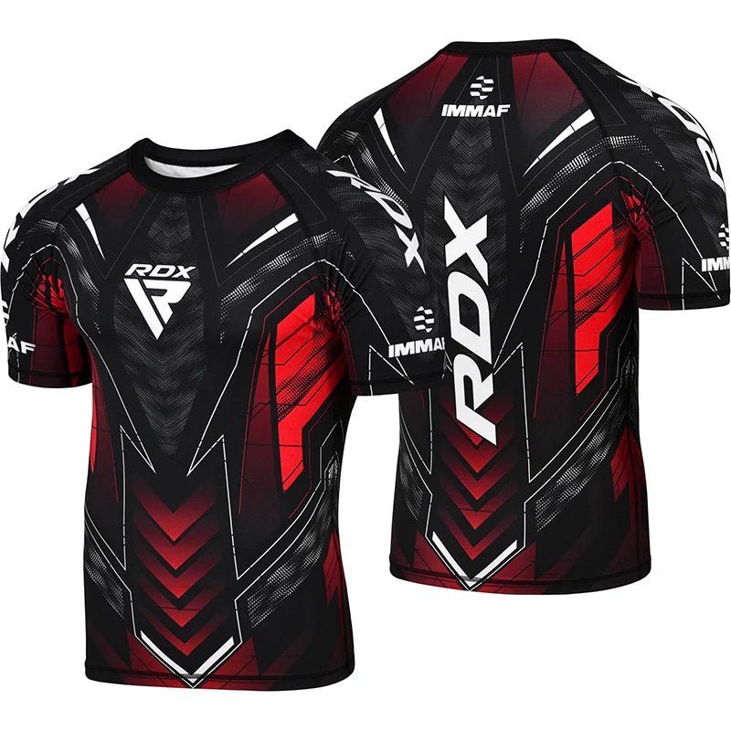 RASHGUARD RDX IMMAF APPROVATA MANICA CORTA A COMPRESSIONE