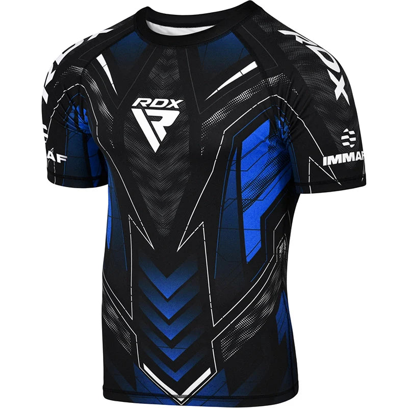 RASHGUARD RDX IMMAF APPROVATA MANICA CORTA A COMPRESSIONE