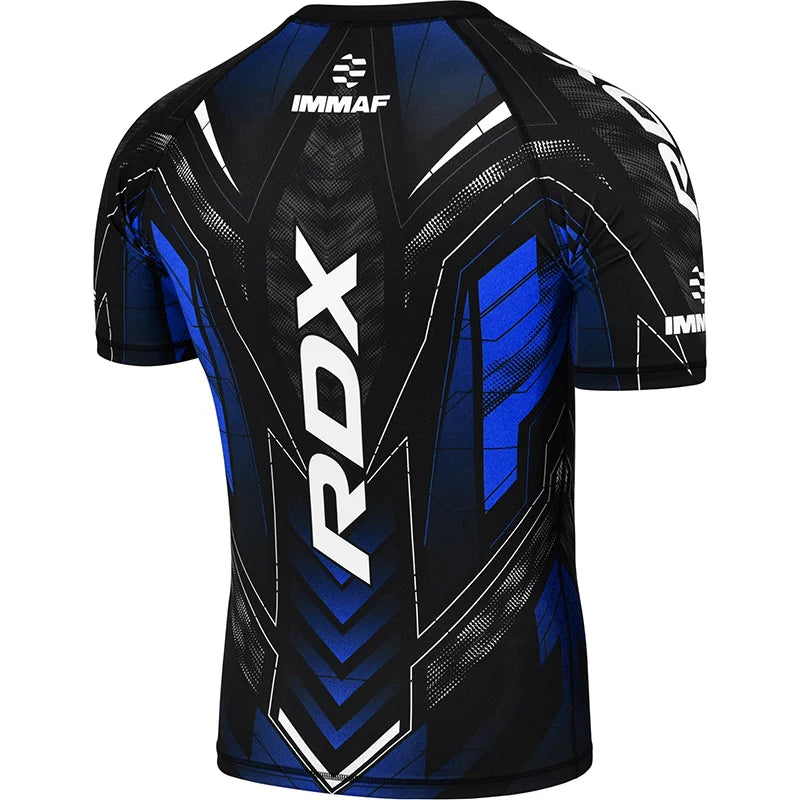 RASHGUARD RDX IMMAF APPROVATA MANICA CORTA A COMPRESSIONE