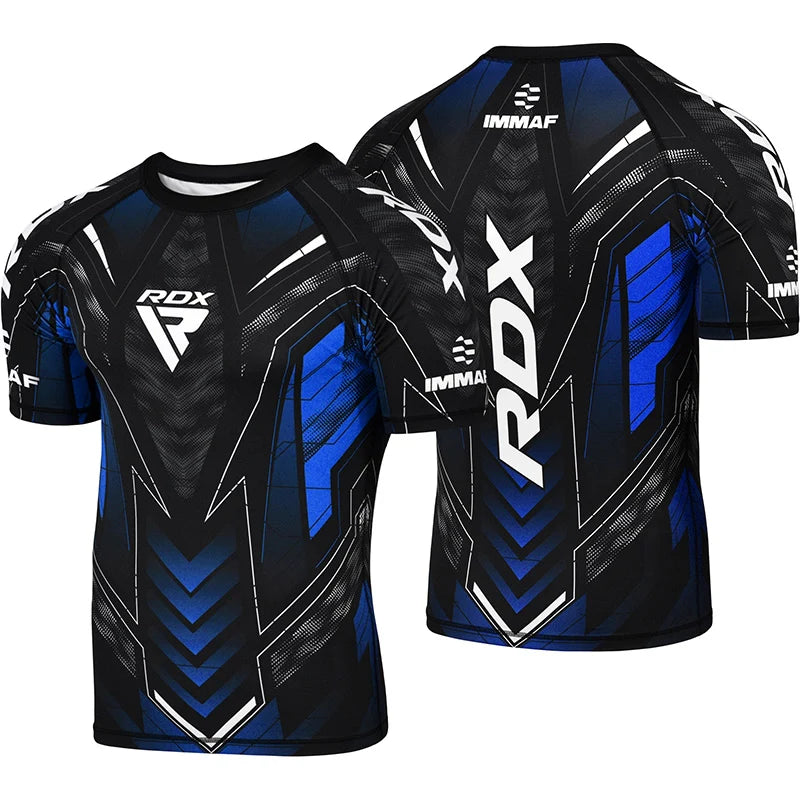 RASHGUARD RDX IMMAF APPROVATA MANICA CORTA A COMPRESSIONE