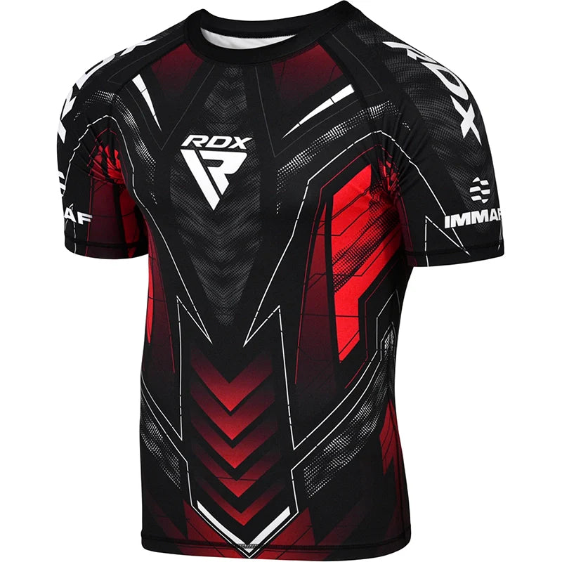 RASHGUARD RDX IMMAF APPROVATA MANICA CORTA A COMPRESSIONE