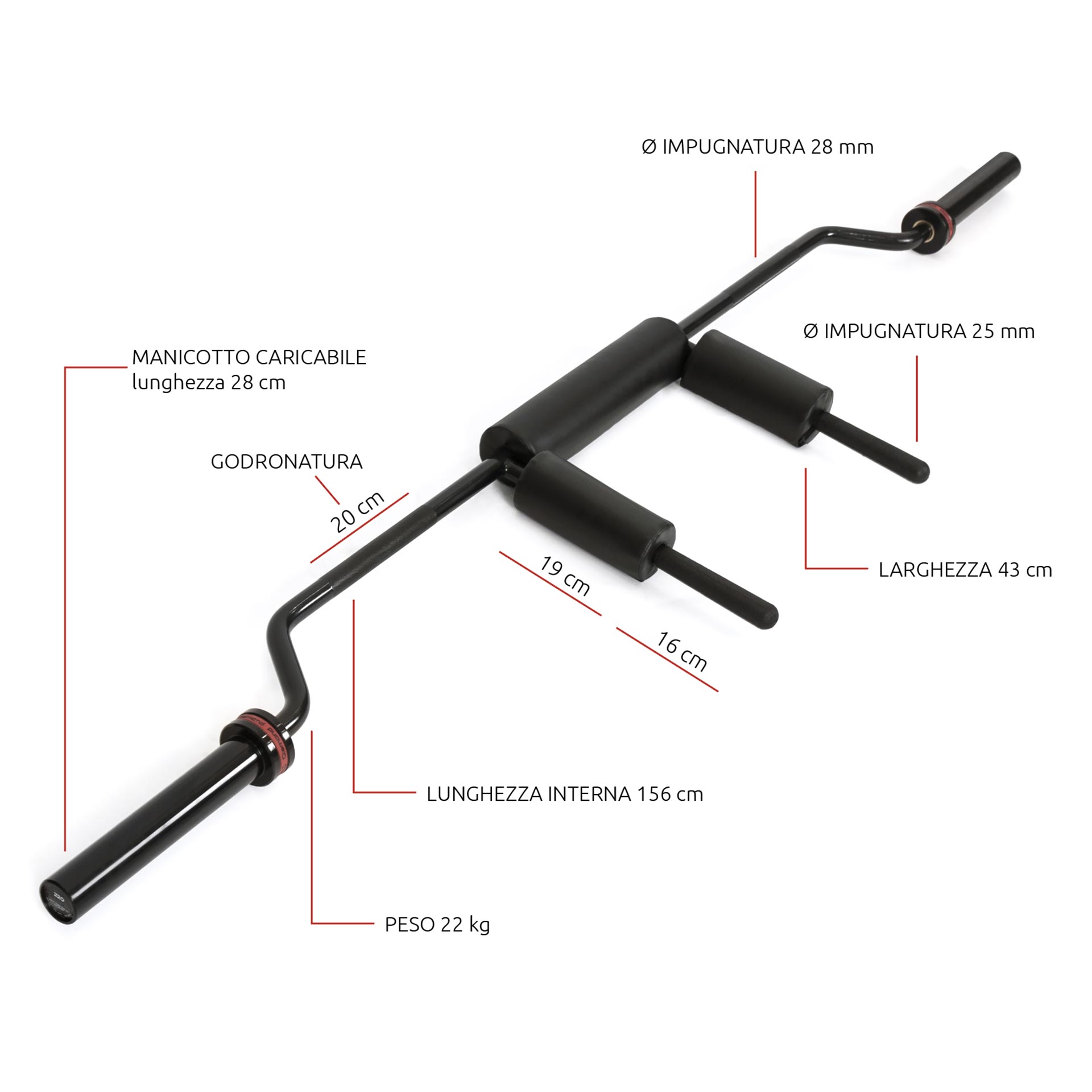 SAFETY SQUAT BAR 220 CM JK FITNESS