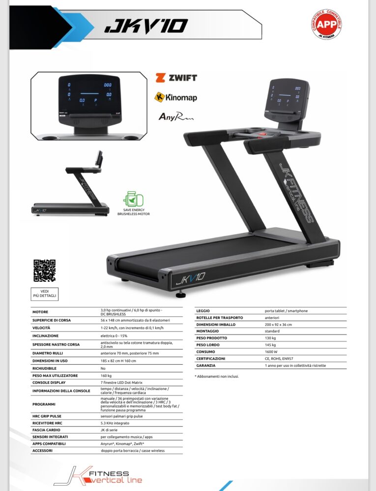 TAPIS ROULANT JKV10 JK FITNESS