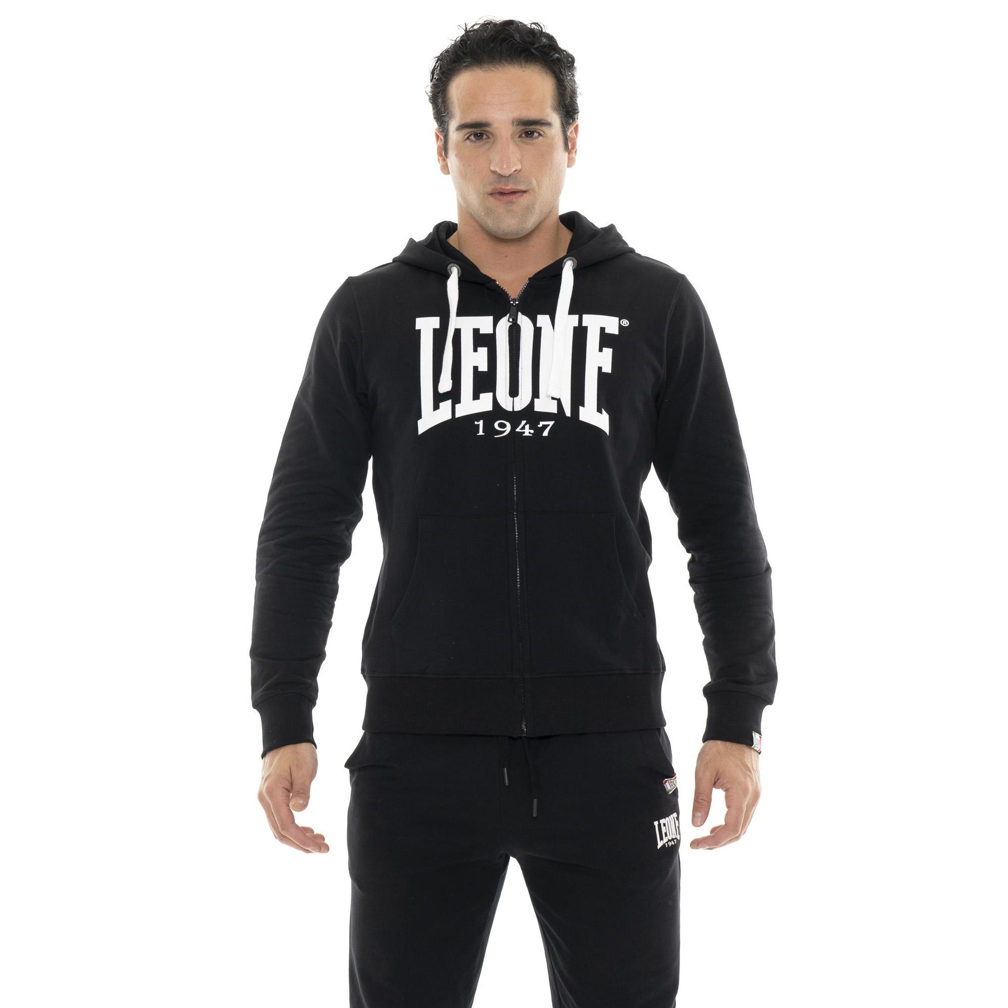 FELPA DA UOMO CON CAPPUCCIO E ZIP LOGO GRANDE MOD. BASIC LEONE