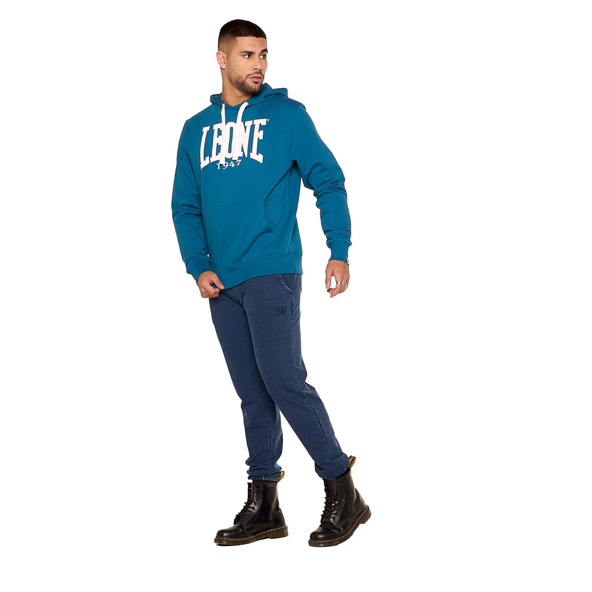 FELPA INVERNALE DA UOMO CON CAPPUCCIO PULL ON LOGO GRANDE MOD. BASIC LEONE