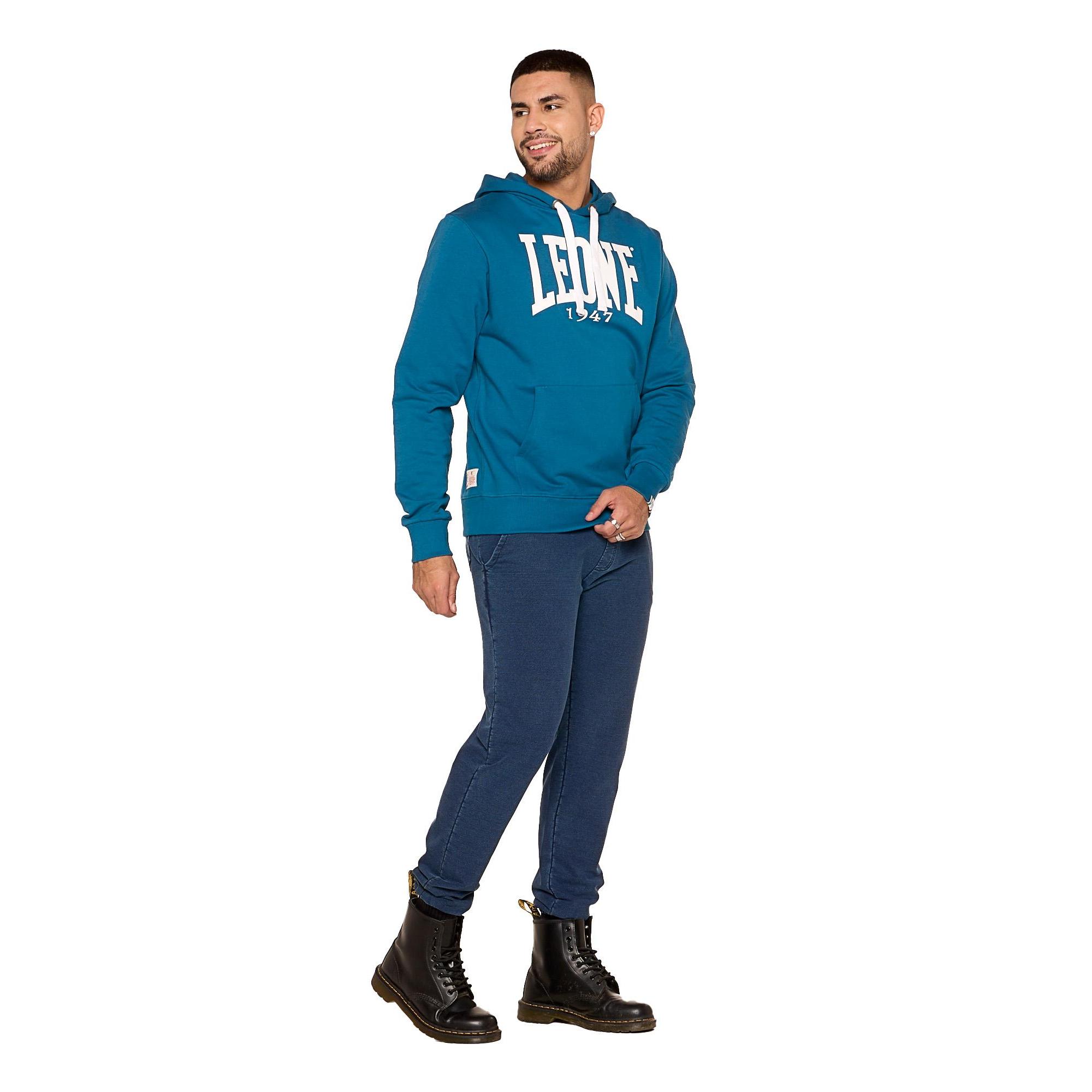 FELPA INVERNALE DA UOMO CON CAPPUCCIO PULL ON LOGO GRANDE MOD. BASIC LEONE