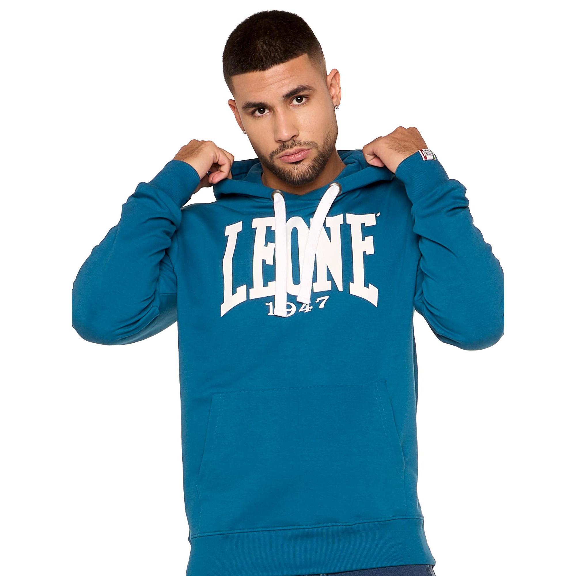 FELPA INVERNALE DA UOMO CON CAPPUCCIO PULL ON LOGO GRANDE MOD. BASIC LEONE