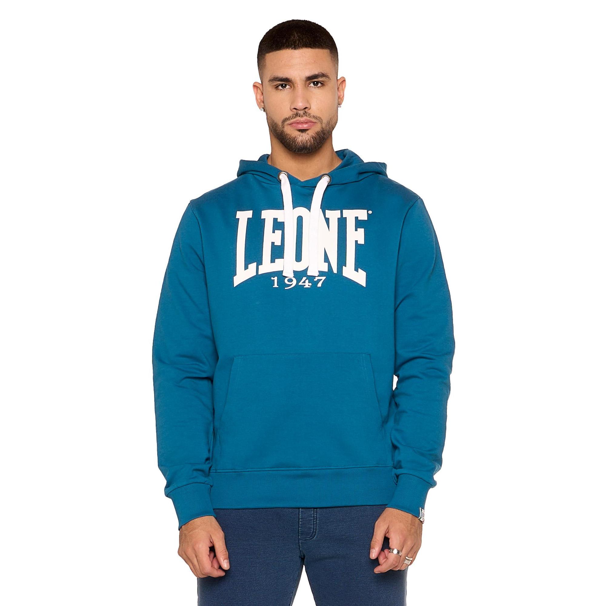 FELPA INVERNALE DA UOMO CON CAPPUCCIO PULL ON LOGO GRANDE MOD. BASIC LEONE