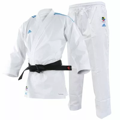 KARATEGI ADIDAS ADILIGHT PRIMEGREEN CON STRISCE BLU WKF 1