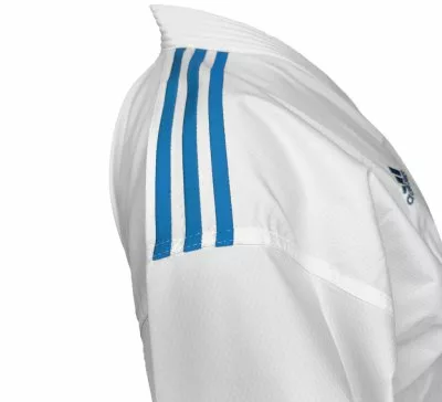 KARATEGI ADIDAS ADILIGHT PRIMEGREEN CON STRISCE BLU WKF 2